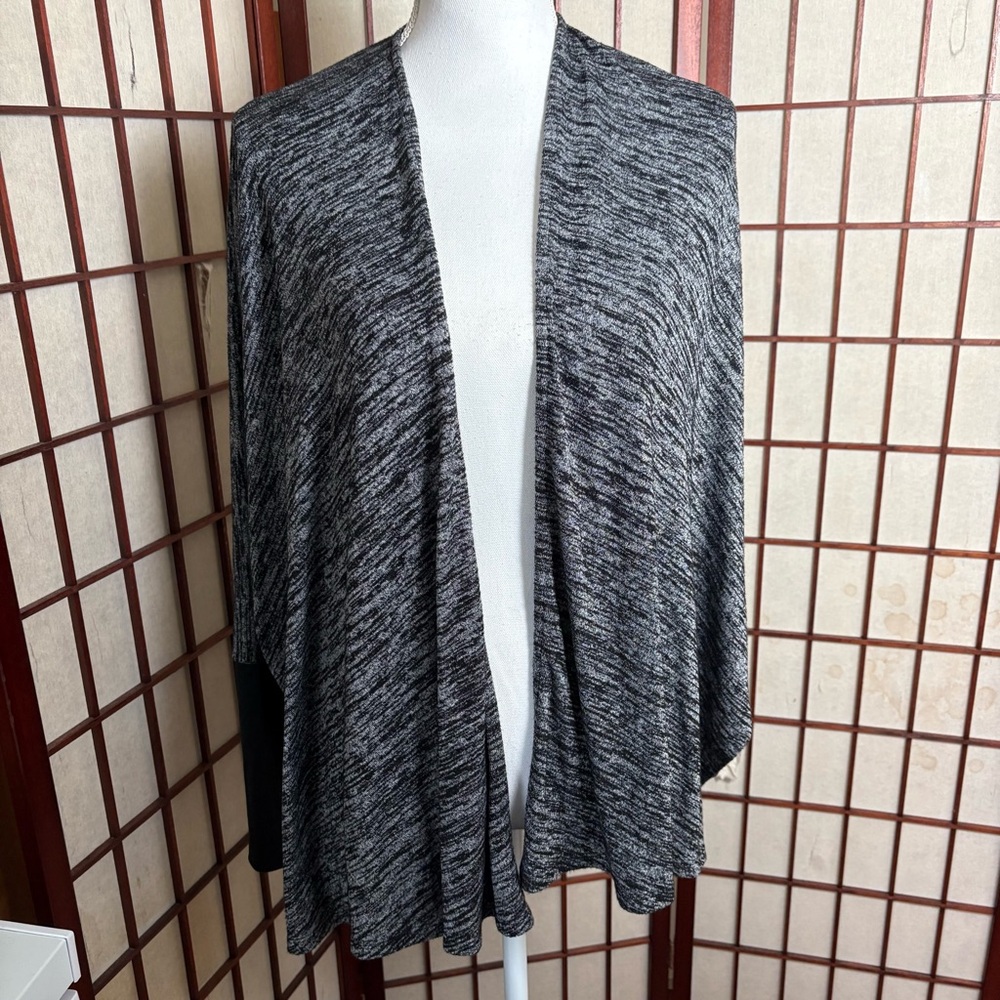 DKNY JEANS Black and Gray Open-Front Cardigan